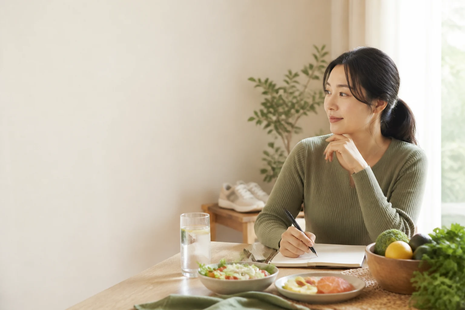 현재 생활에서 시작하는 체중 관리 상담을 표현한 연출 이미지